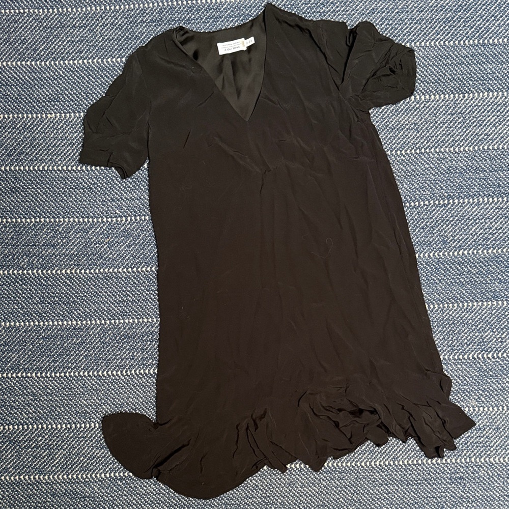 & Other Stories Black V-Neck Ruffle Hem Dress